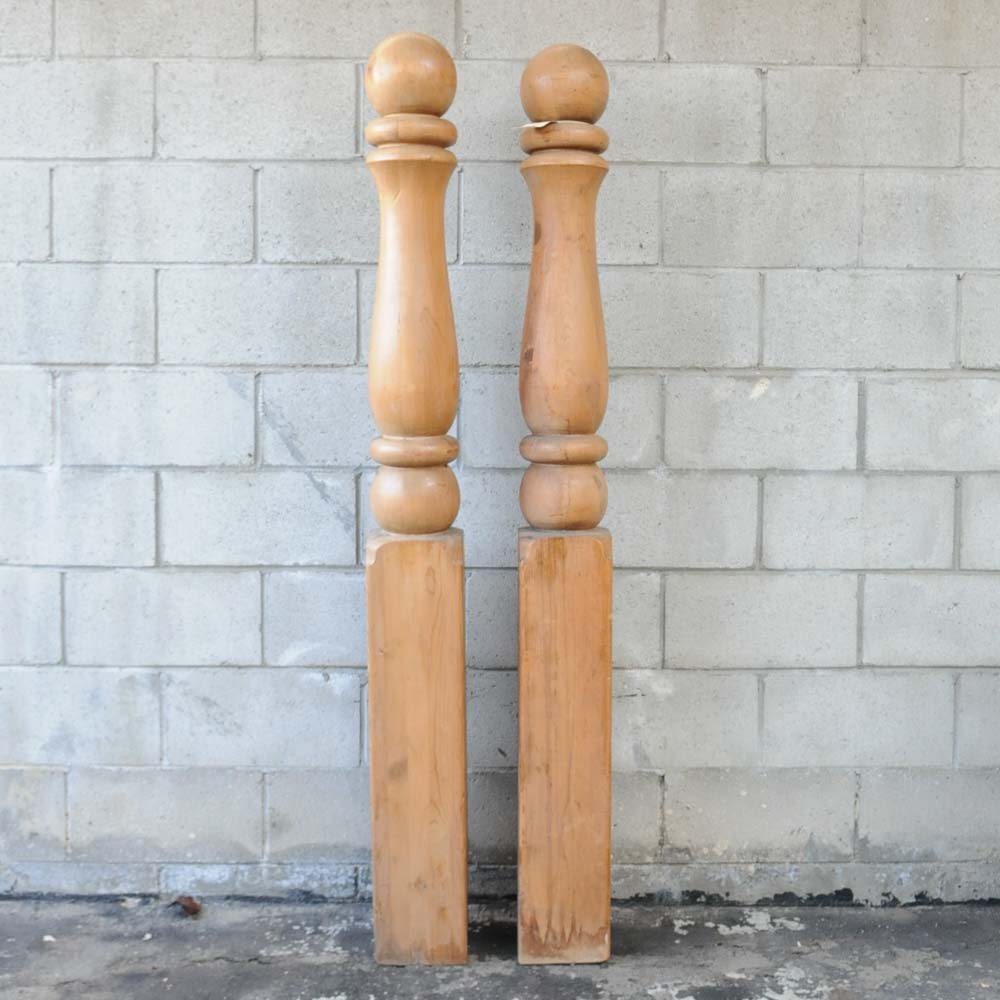 Two Wooden Bed Posts