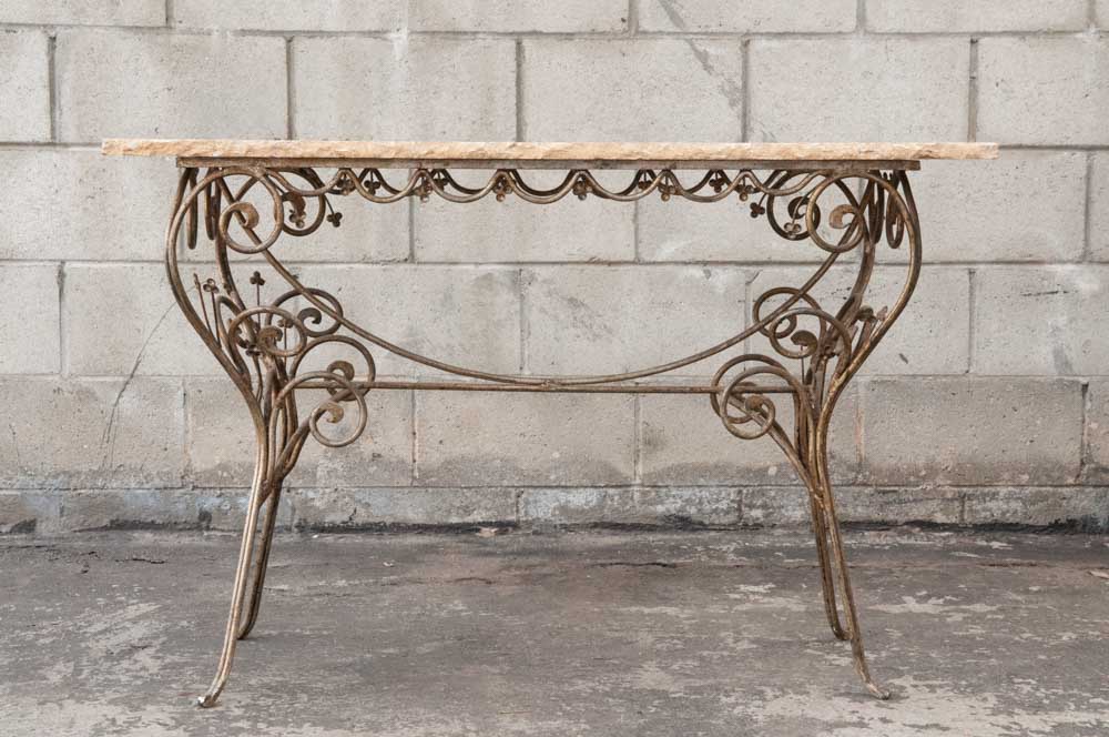 Contemporary Stone and Wrought Iron Console Table