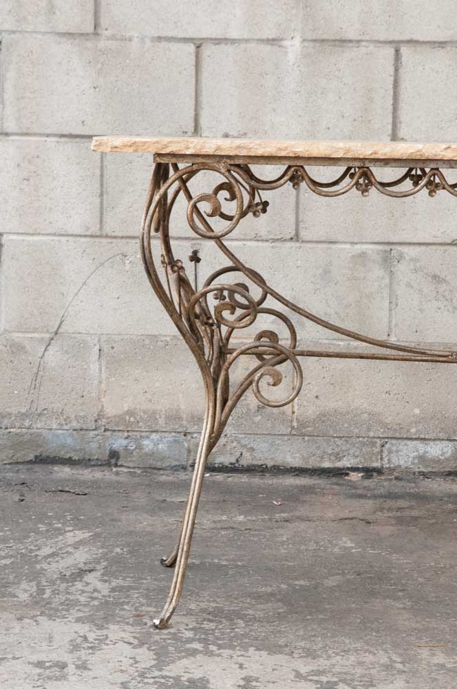 Contemporary Stone and Wrought Iron Console Table