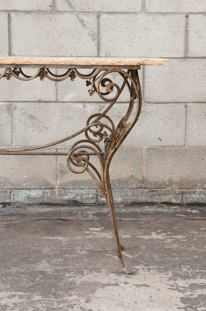 Contemporary Stone and Wrought Iron Console Table