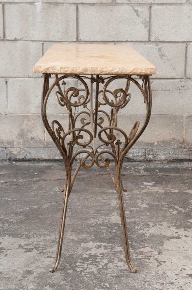 Contemporary Stone and Wrought Iron Console Table