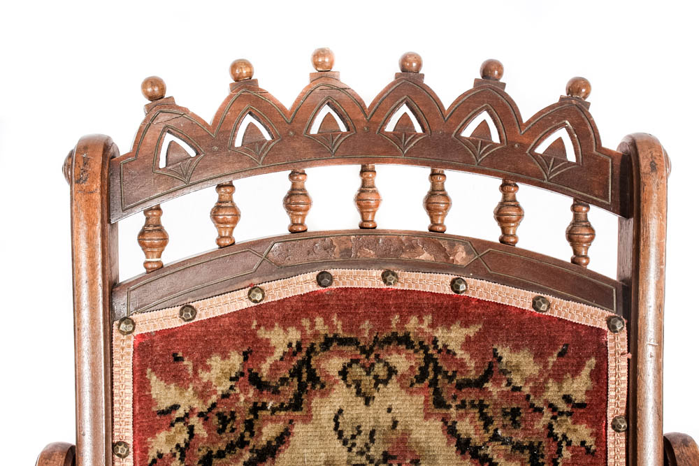 Antique Eastlake Carpet Folding Rocking Chair