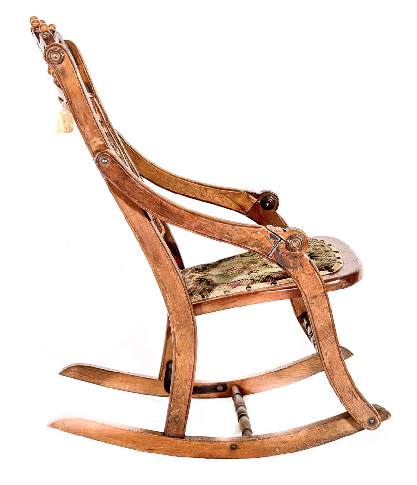 Antique Eastlake Carpet Folding Rocking Chair