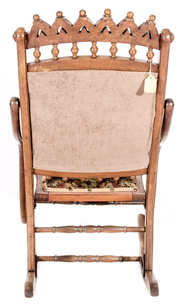 Antique Eastlake Carpet Folding Rocking Chair