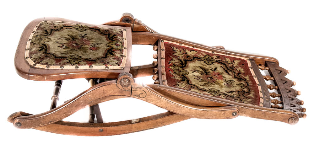 Antique Eastlake Carpet Folding Rocking Chair