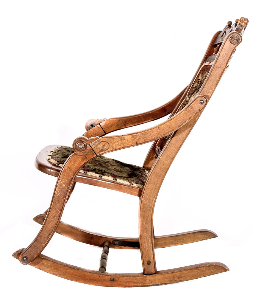 Antique Eastlake Carpet Folding Rocking Chair