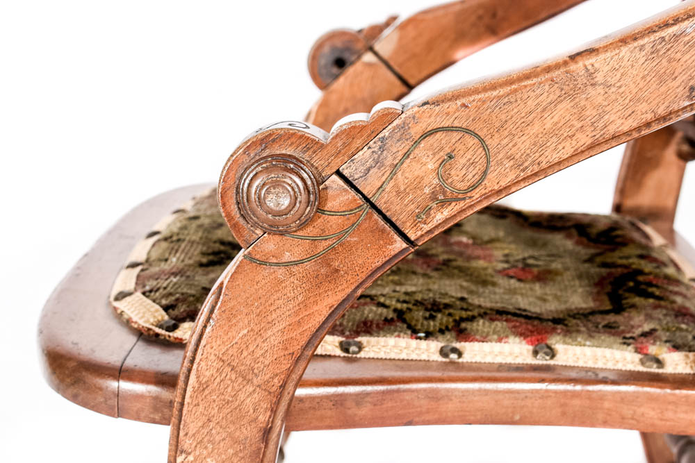 Antique Eastlake Carpet Folding Rocking Chair