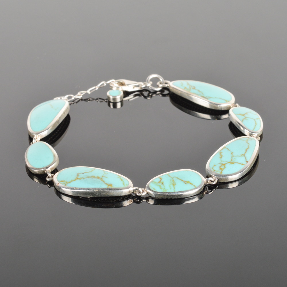 Sterling Silver Turquoise Link Bracelet