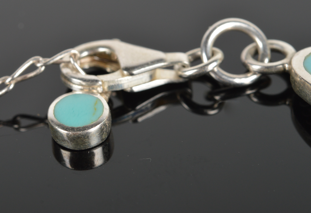 Sterling Silver Turquoise Link Bracelet