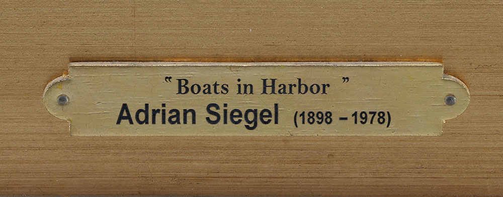 Adrian Siegel Oil on Canvas "Boats In Harbor"
