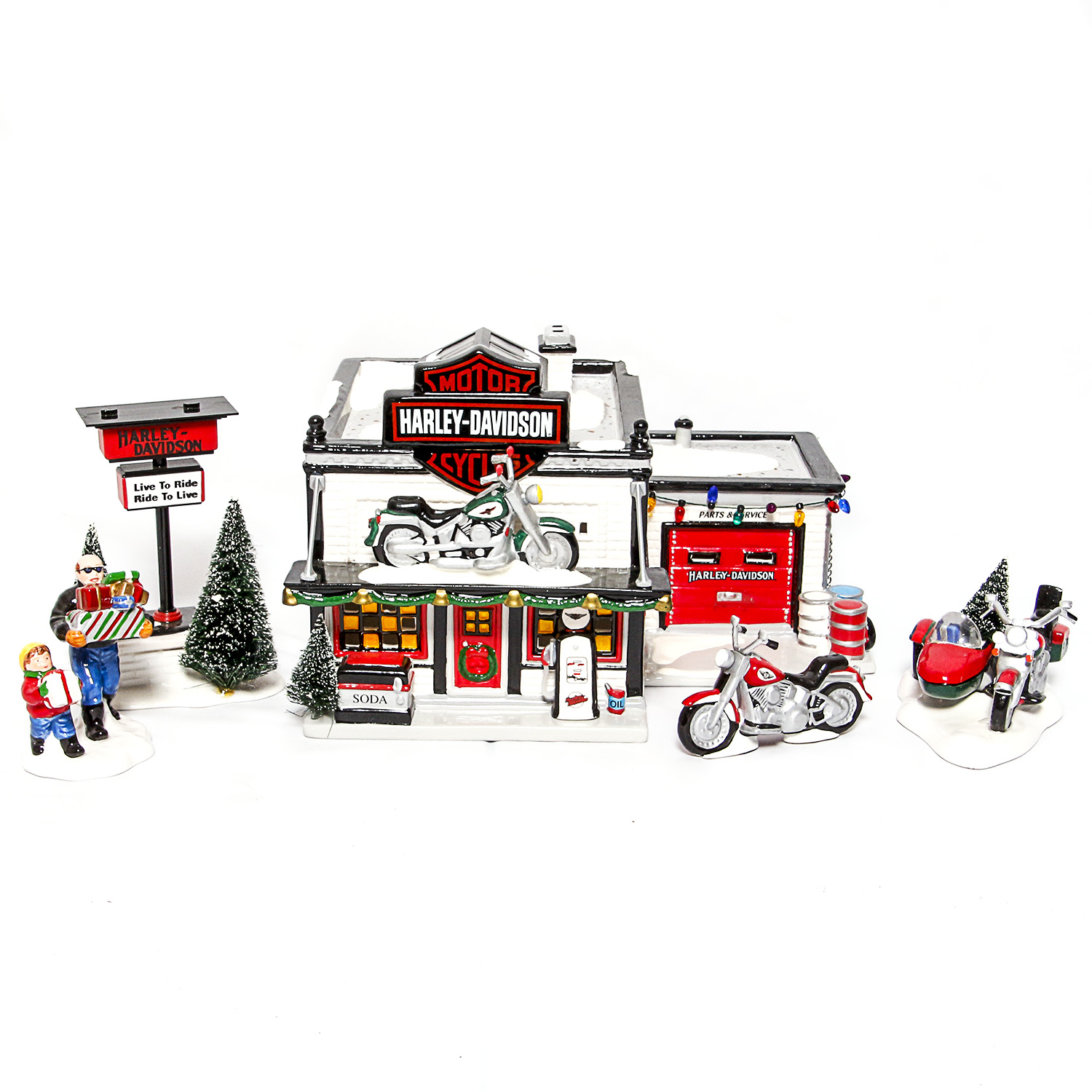 Collection of Harley Davidson Dept. 56 Snow Village Collectibles