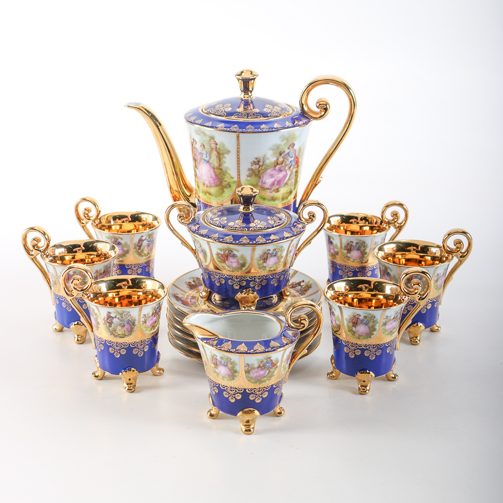 1921 DW Karlsbader Wertarbeit Porcelain Demitasse Set