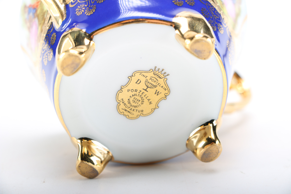 1921 DW Karlsbader Wertarbeit Porcelain Demitasse Set