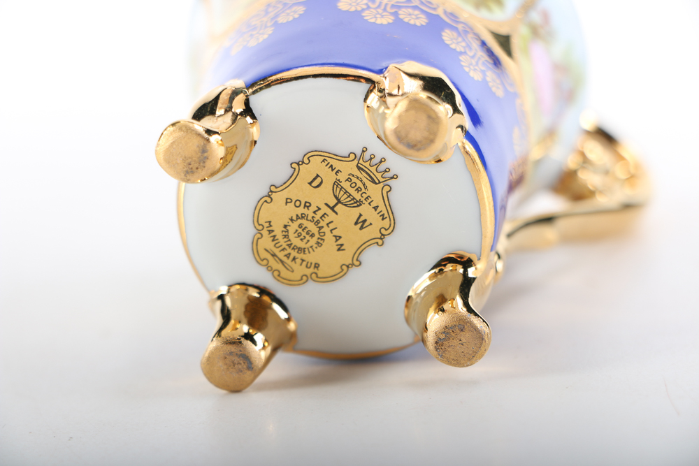 1921 DW Karlsbader Wertarbeit Porcelain Demitasse Set