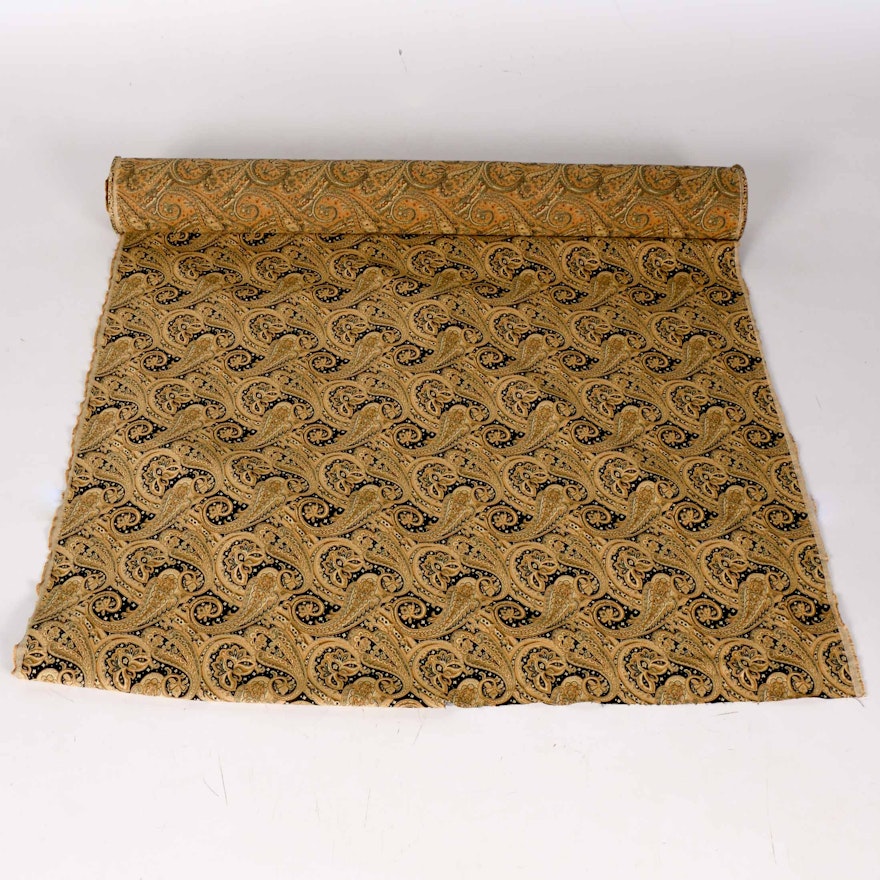 Gold and Black Paisley Upholstery Fabric