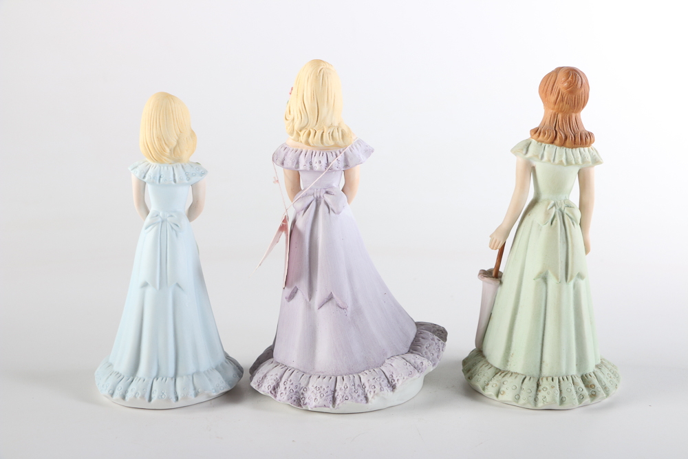 Set of 1980s Enesco "Growing Up Birthday Girls" Figurines