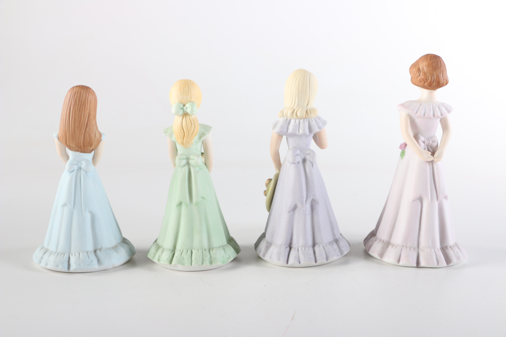 Set of 1980s Enesco "Growing Up Birthday Girls" Figurines