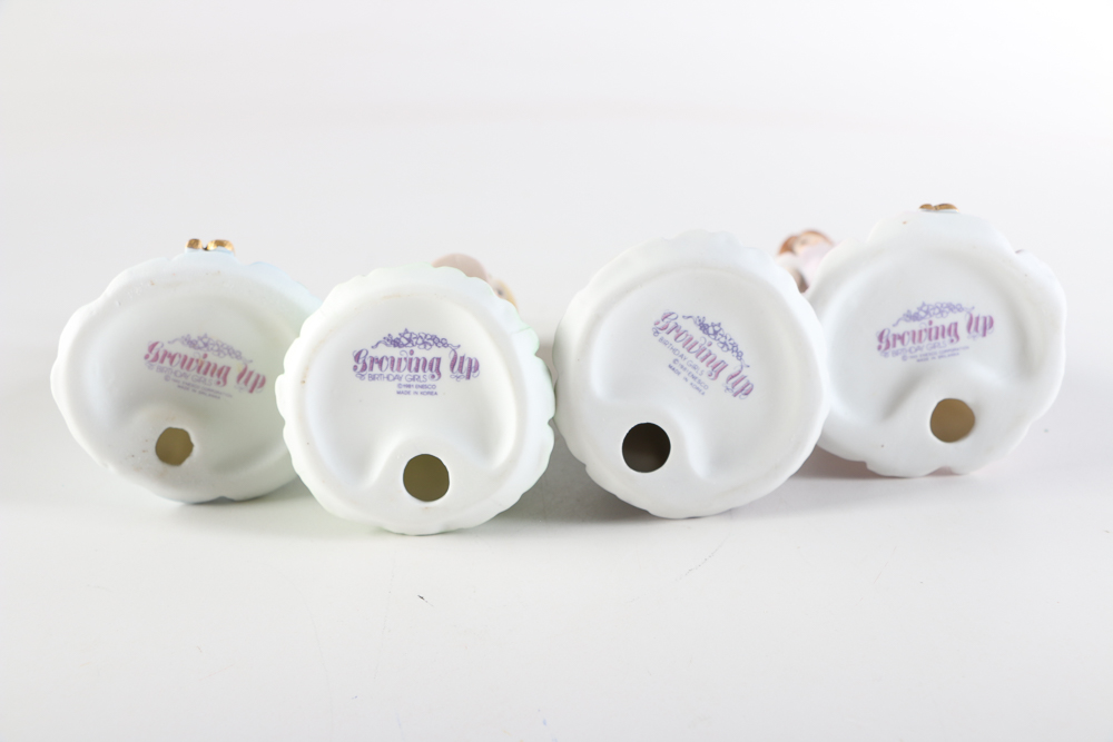 Set of 1980s Enesco "Growing Up Birthday Girls" Figurines