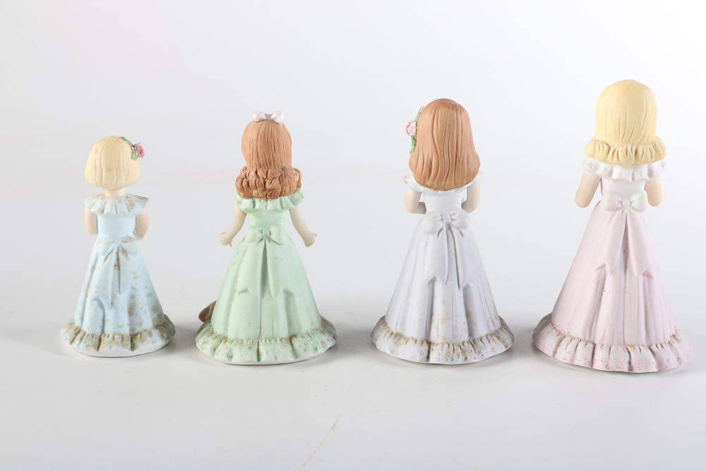 Set of 1980s Enesco "Growing Up Birthday Girls" Figurines