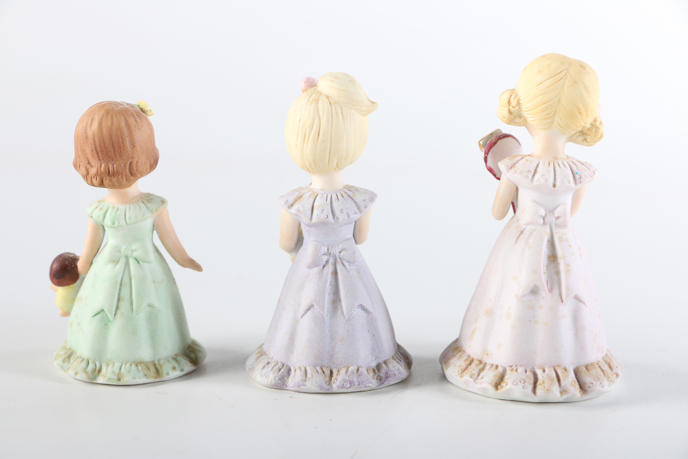Set of 1980s Enesco "Growing Up Birthday Girls" Figurines