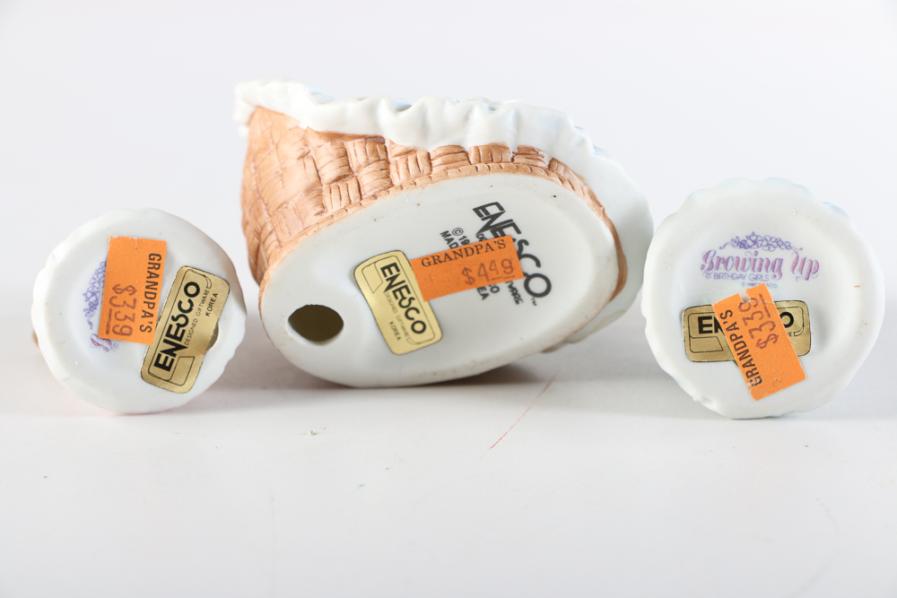 Set of 1980s Enesco "Growing Up Birthday Girls" Figurines