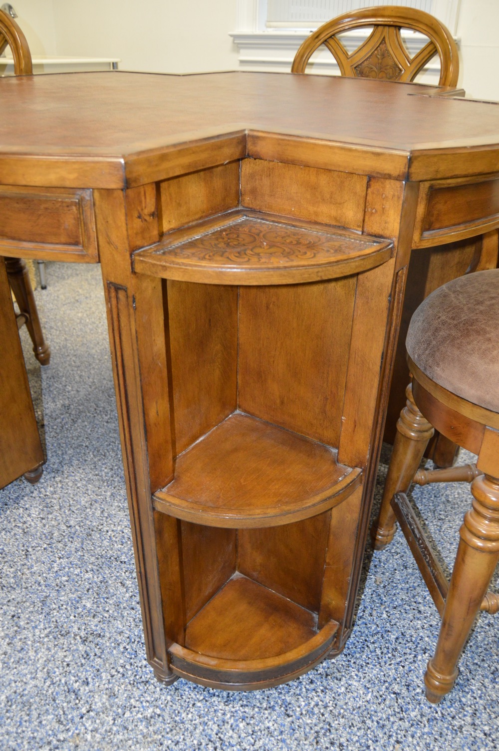 Hooker Game Table With Leather Top and Four Chairs