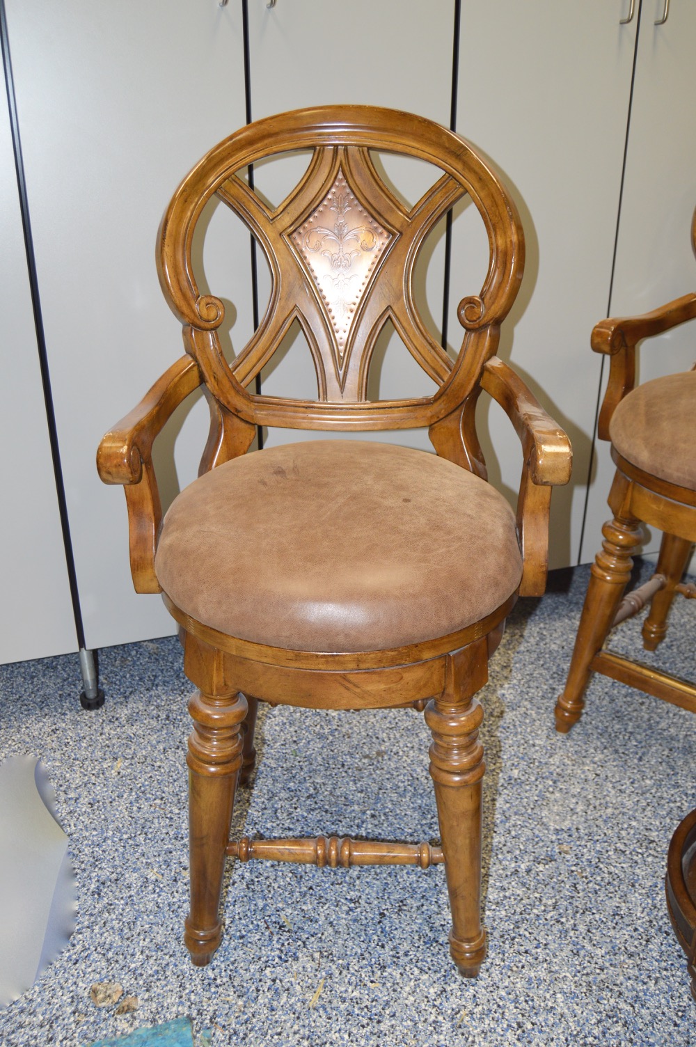 Hooker Game Table With Leather Top and Four Chairs
