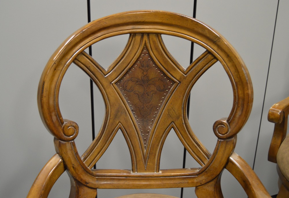 Hooker Game Table With Leather Top and Four Chairs