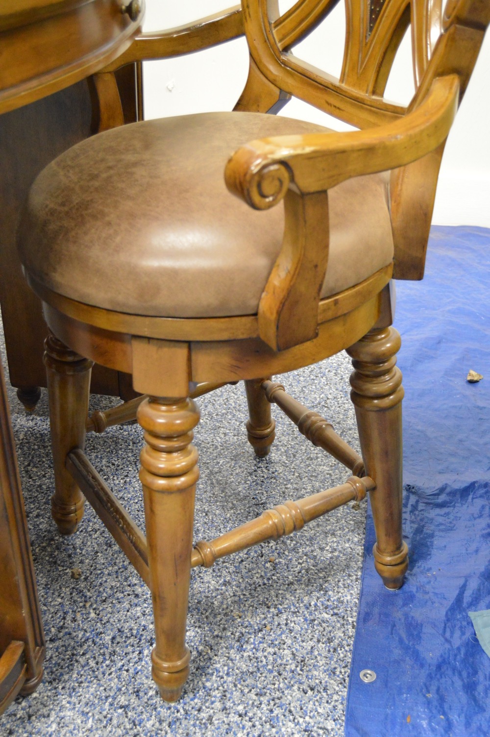 Hooker Game Table With Leather Top and Four Chairs