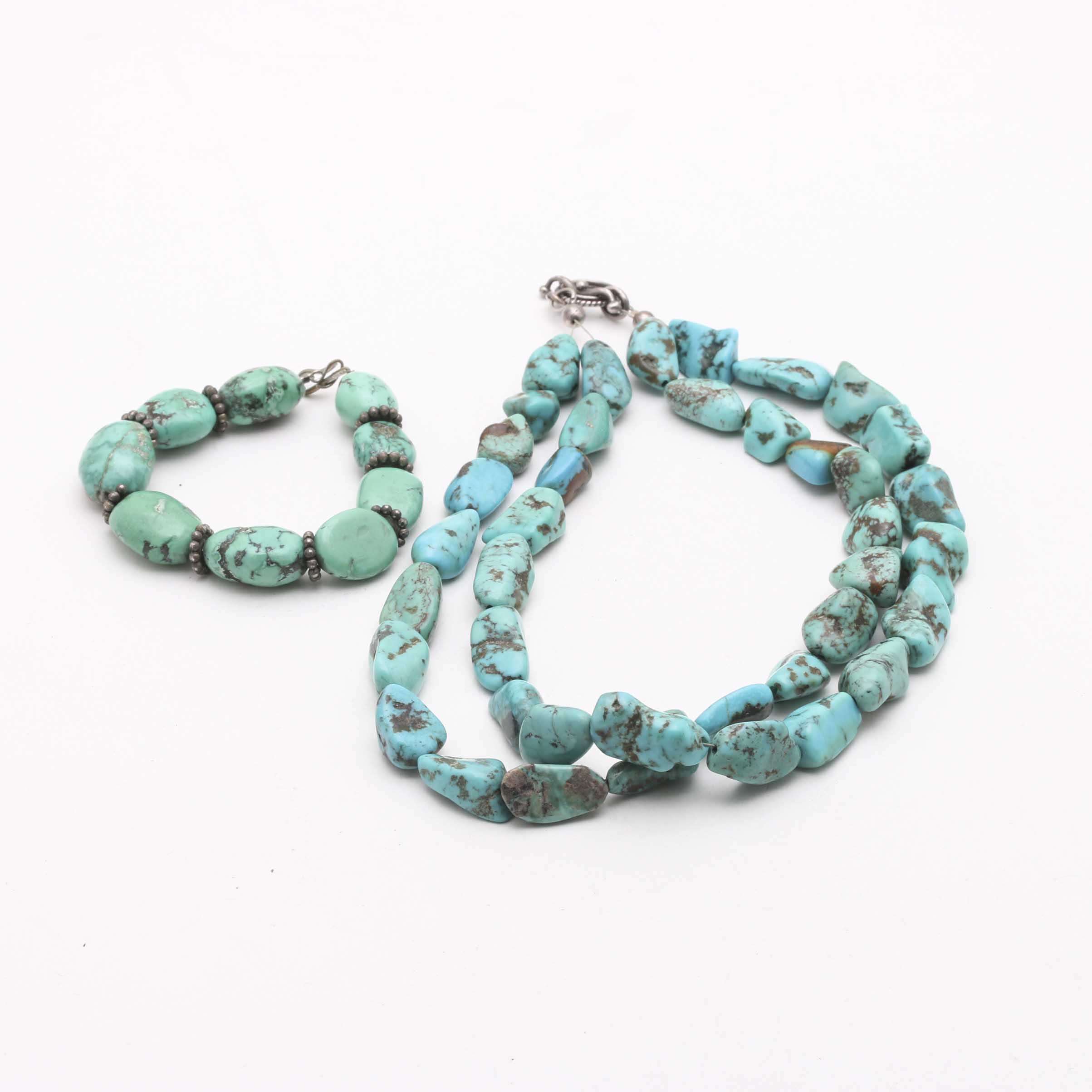 Turquoise Nugget Necklace and Bracelet