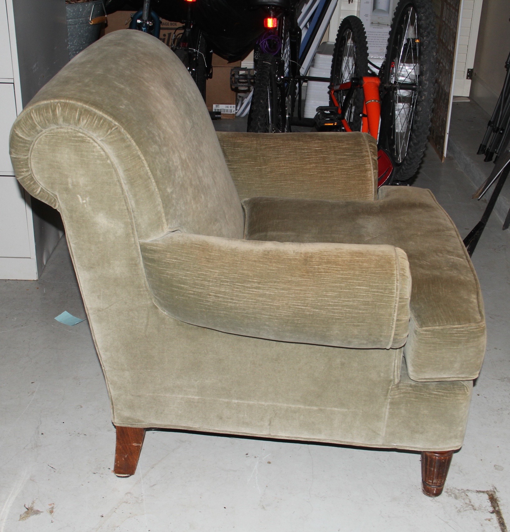 Olive Green Velvet Lounge Chair
