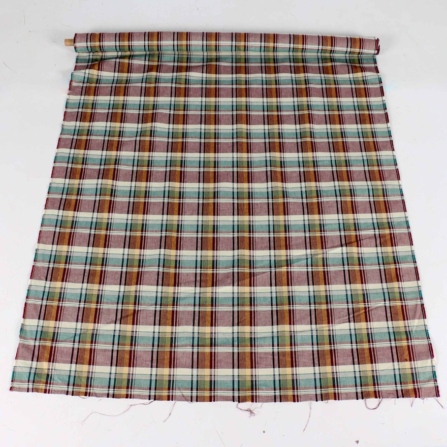 Waverly Red and Green Plaid Cotton Fabric Remnant