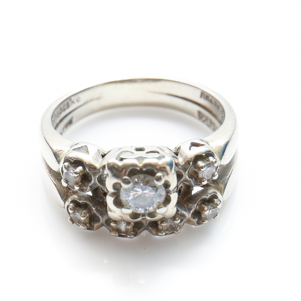 White Gold and Diamond Wedding Set