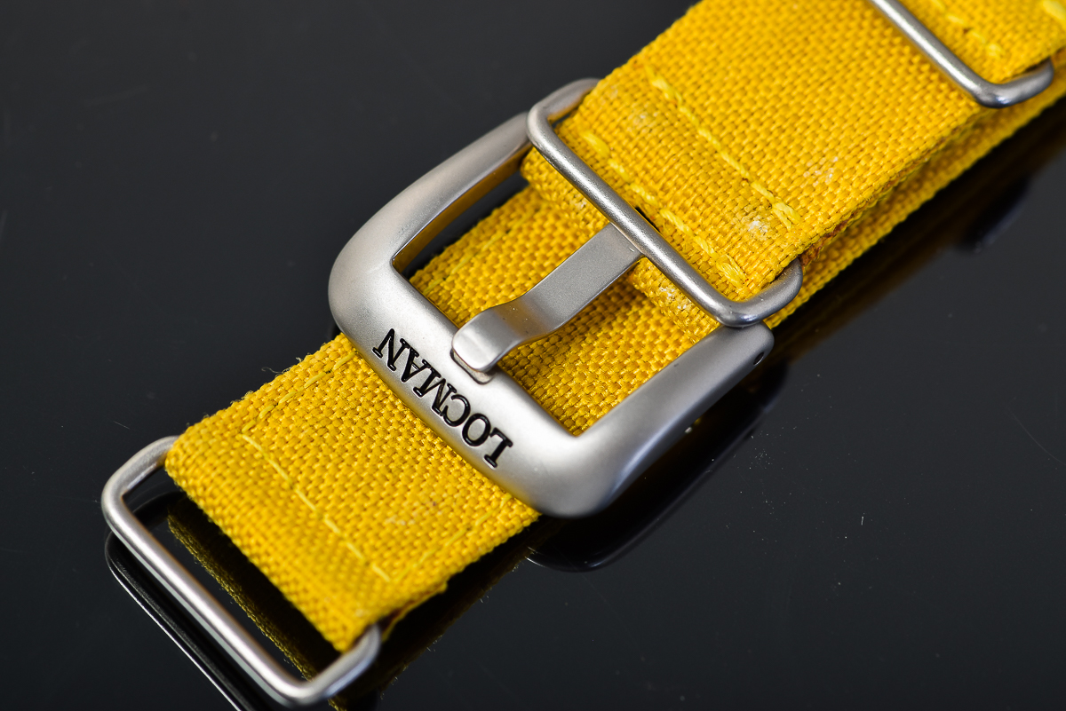 Men's Locman Nuovo Carbonio Watch with Yellow Dial and Cordura Strap