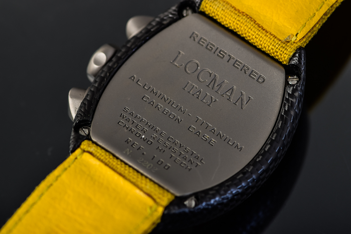 Men's Locman Nuovo Carbonio Watch with Yellow Dial and Cordura Strap