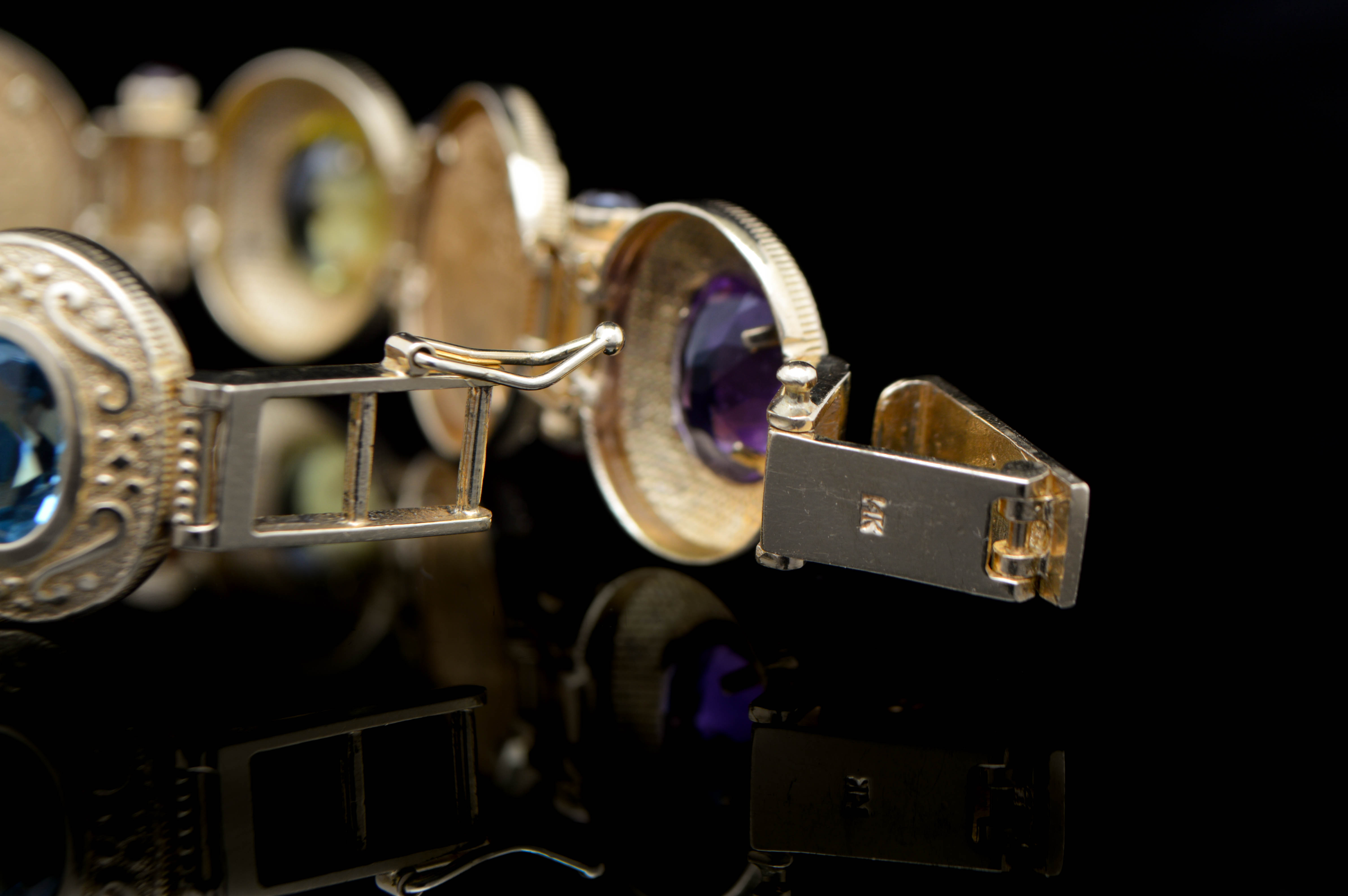 14K Yellow Gold, Coin and Gemstone Bracelet