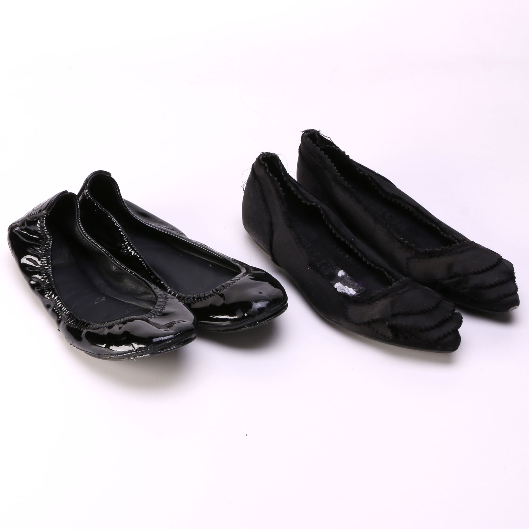 Tory Burch Black Patent Leather Flats and Pedro Garcia Slippers