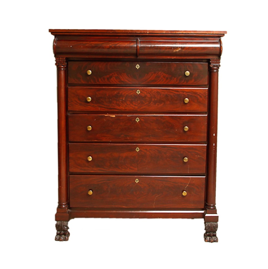 Antique Empire Style Mahogany Chest of Drawers