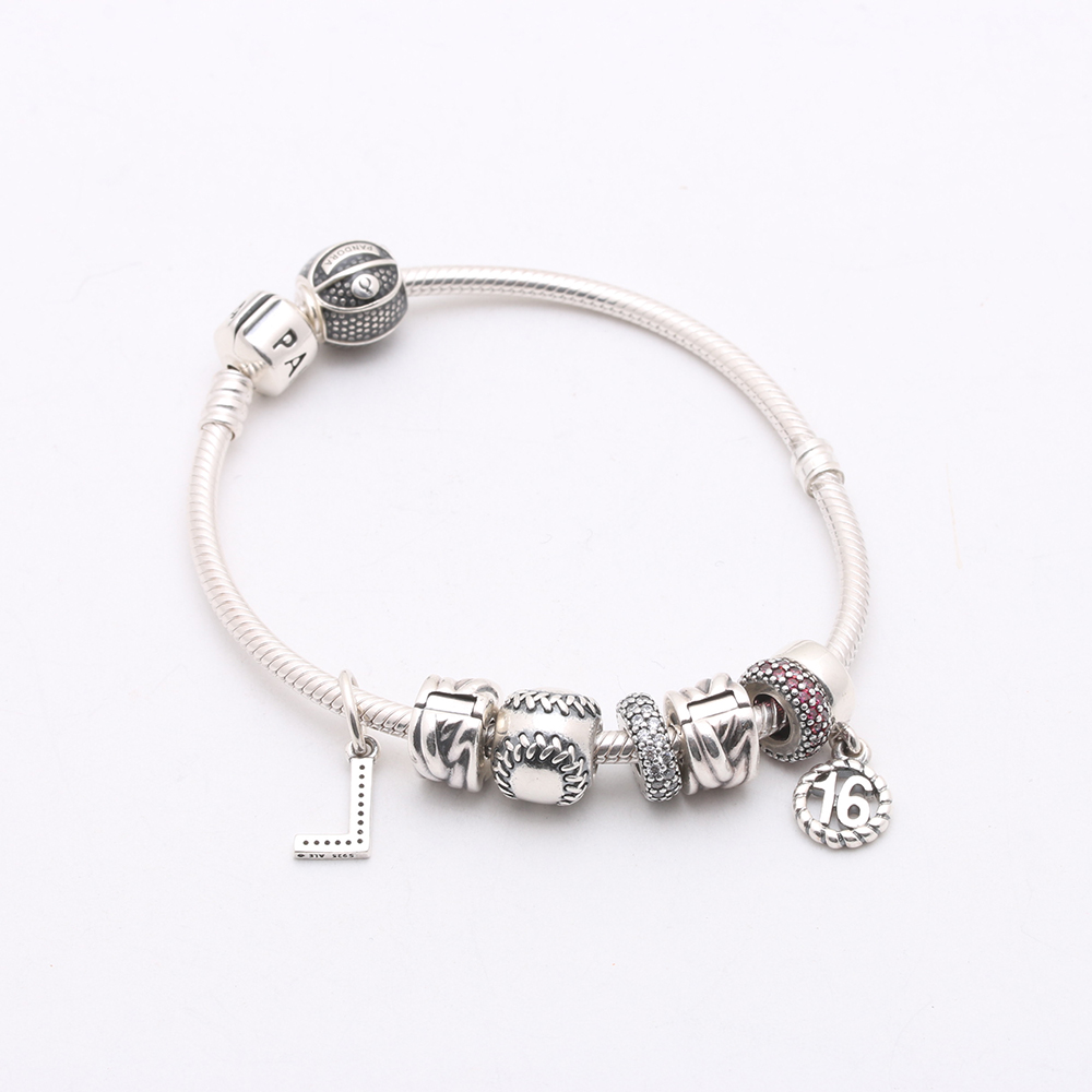 Sterling Silver Pandora Charm Bracelet