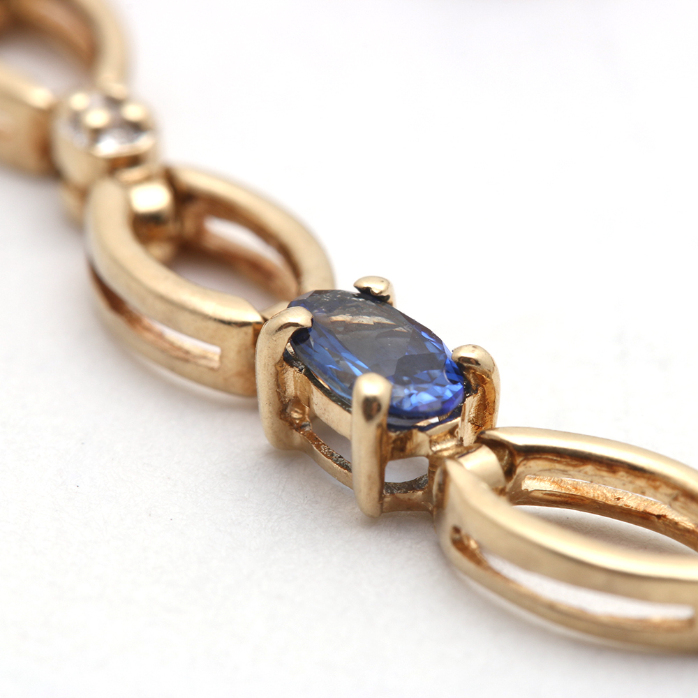 14K Yellow Gold Diamond and Sapphire Bracelet and Earrings