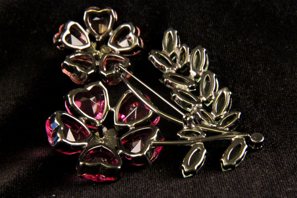 Vintage Givre Glass Floral Brooch