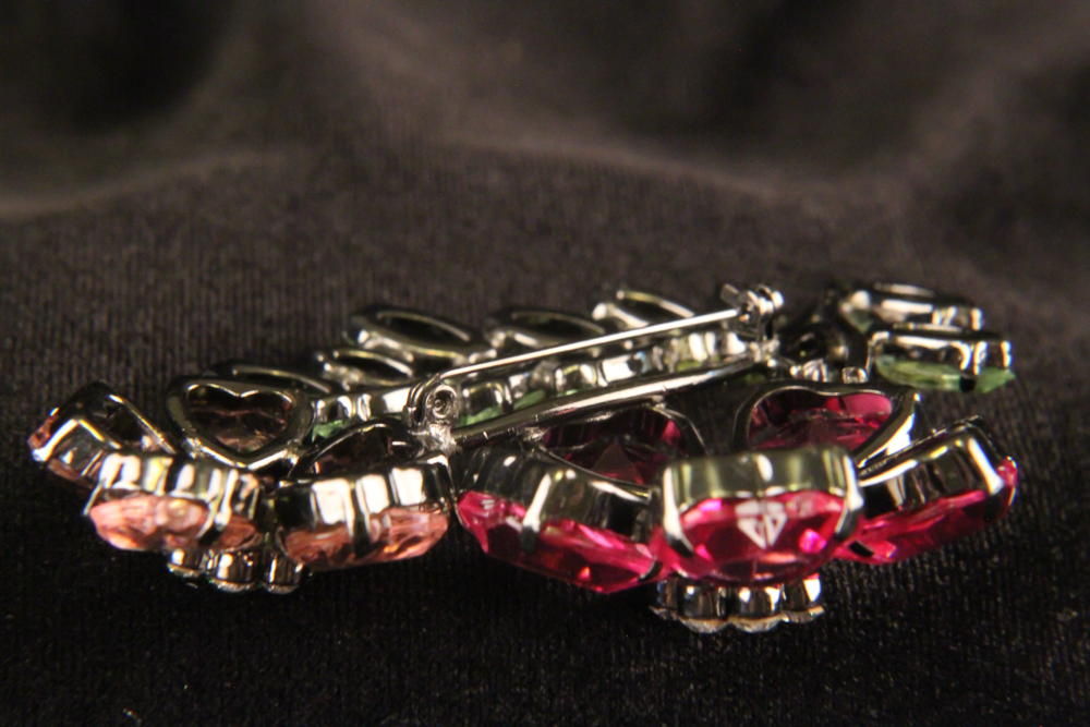 Vintage Givre Glass Floral Brooch