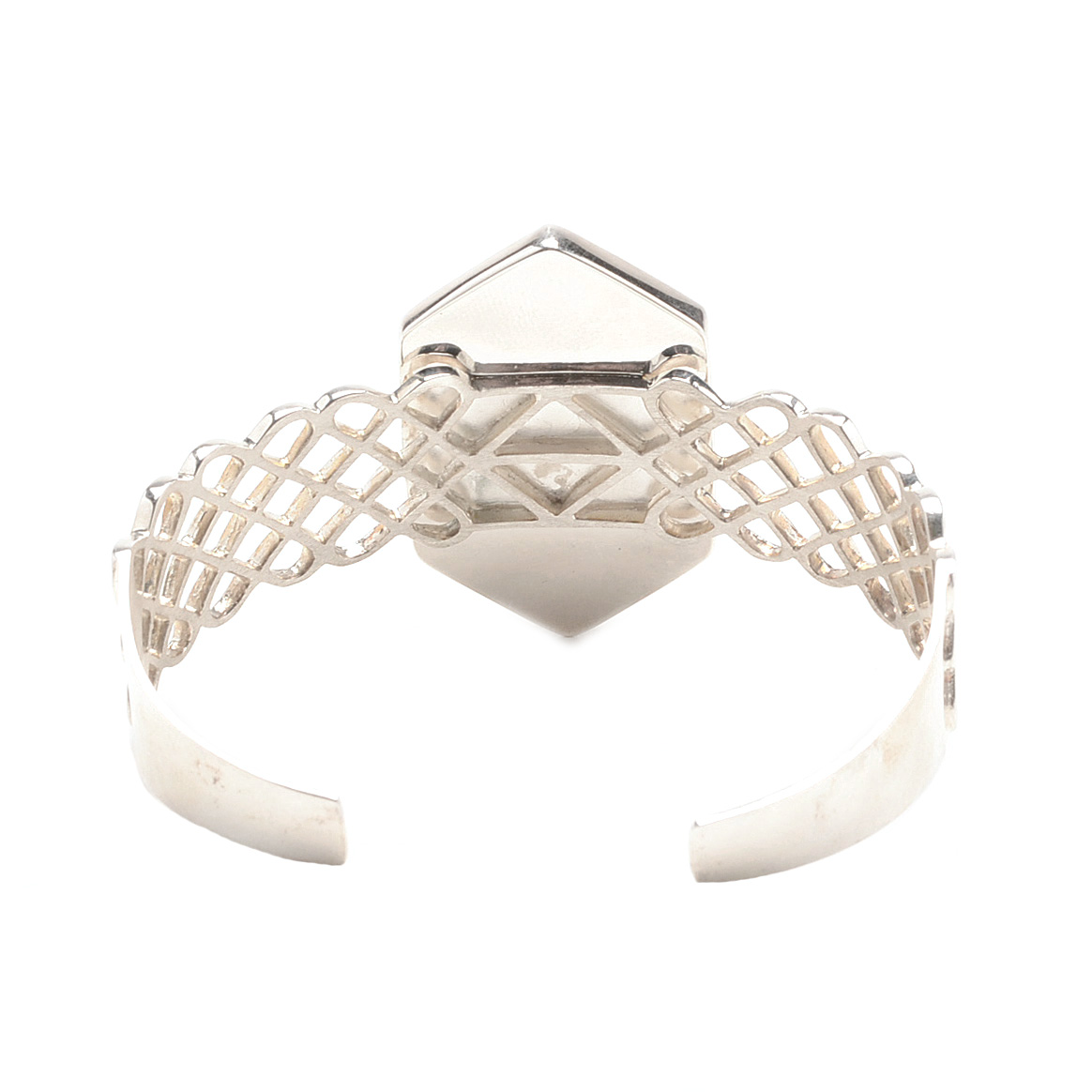 Jay King Sterling Pink Quartz in Feldspar Openwork Cuff Bracelet