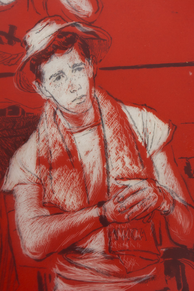 Tracy Sugarman Skinny Dipping Youth Celluloid Overlay Drawing