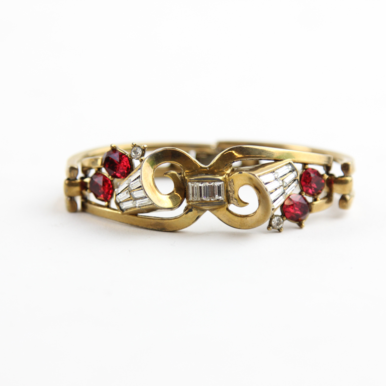 Vintage Trifari Costume Gold-Tone Rhinestone Bracelet