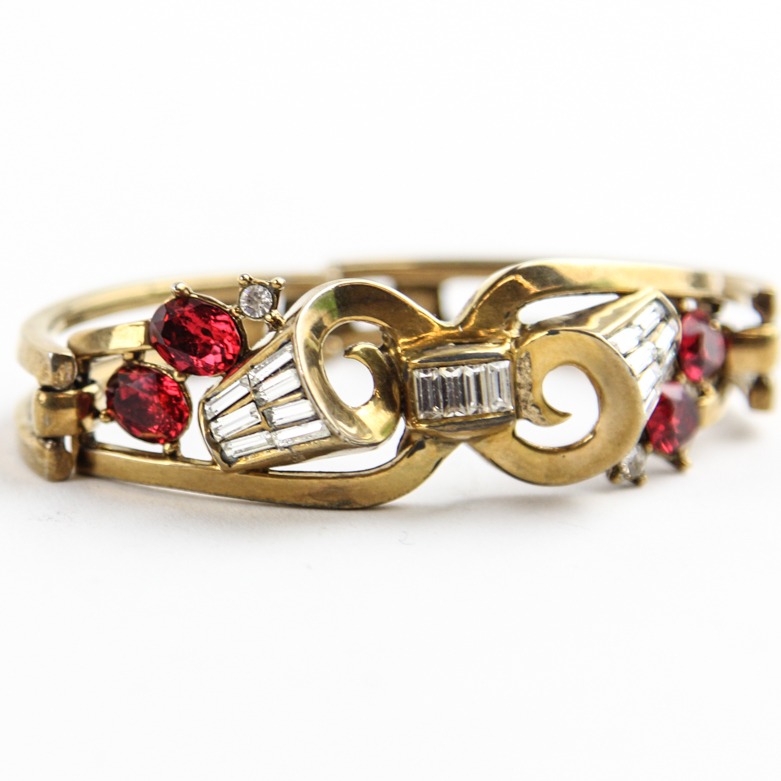 Vintage Trifari Costume Gold-Tone Rhinestone Bracelet