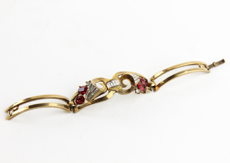 Vintage Trifari Costume Gold-Tone Rhinestone Bracelet