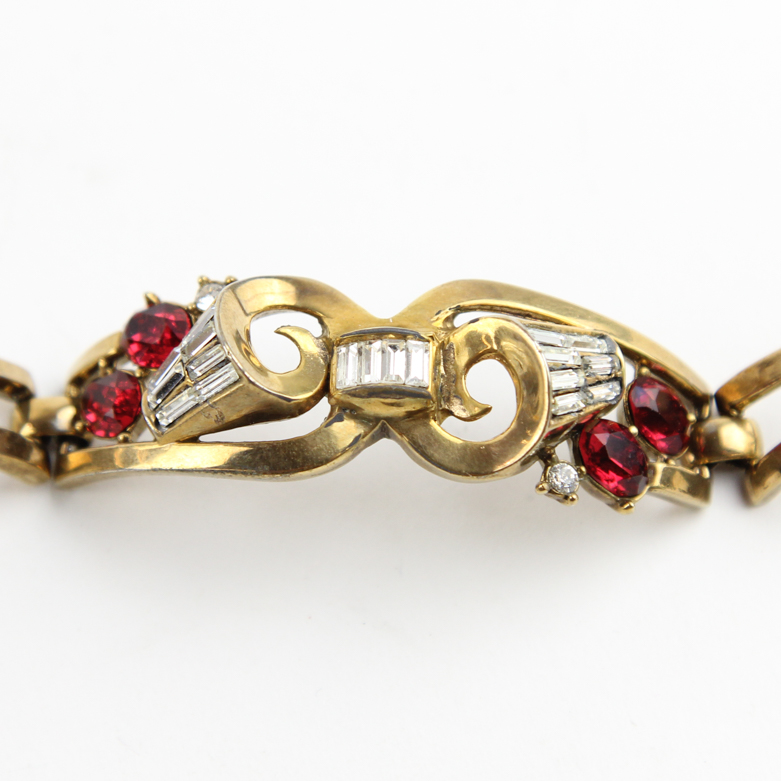 Vintage Trifari Costume Gold-Tone Rhinestone Bracelet