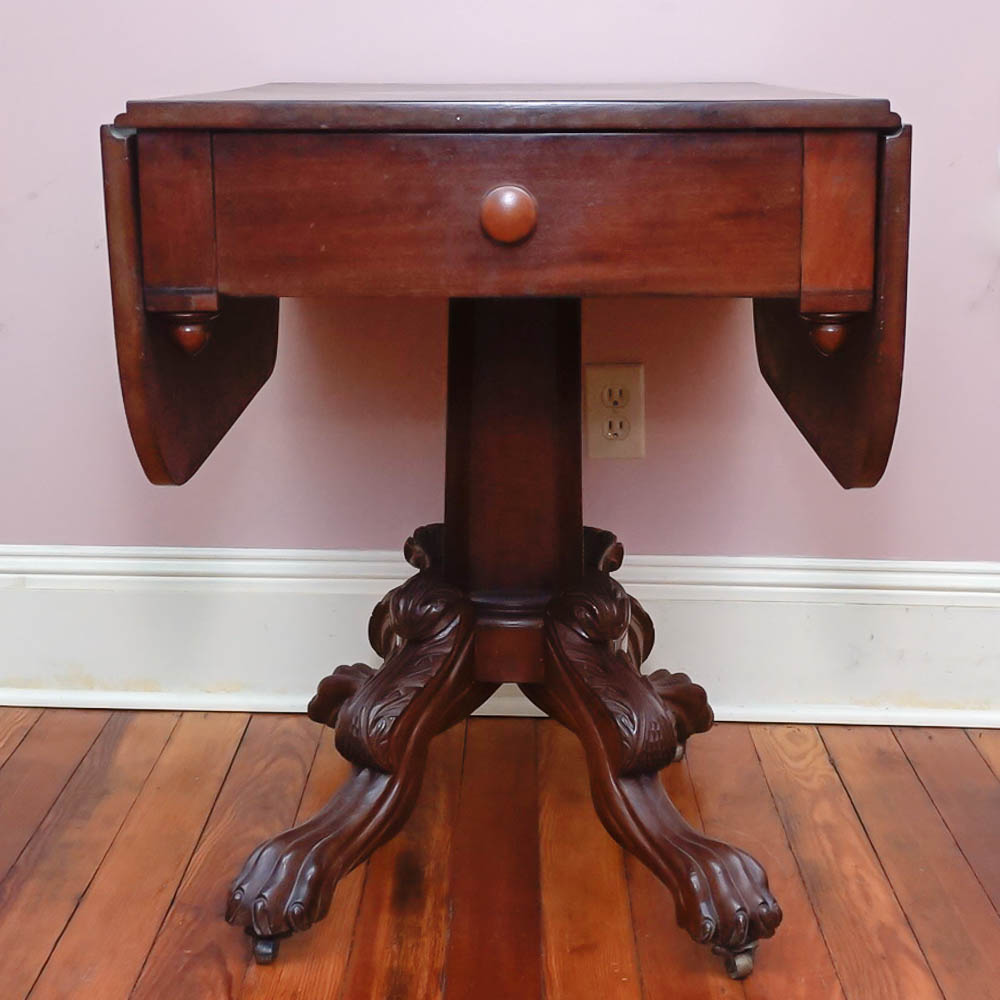 Antique Drop Leaf Pedestal Dining Table