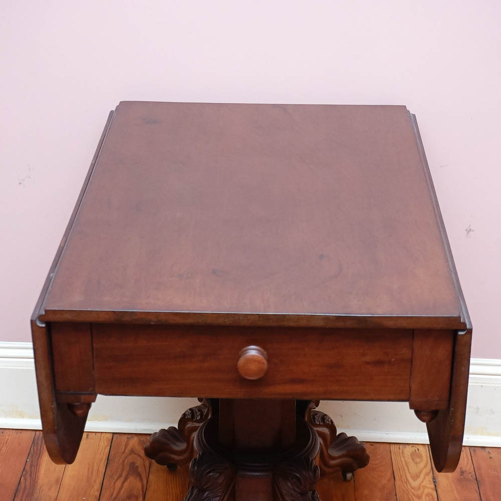 Antique Drop Leaf Pedestal Dining Table
